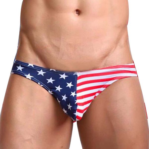 

3Pieces/Lot Mens Underwear Briefs Cotton American National Flag U Convex Design Slip Homme Sexy Low-Waist Calzoncillos Hombre Slips, Photo color