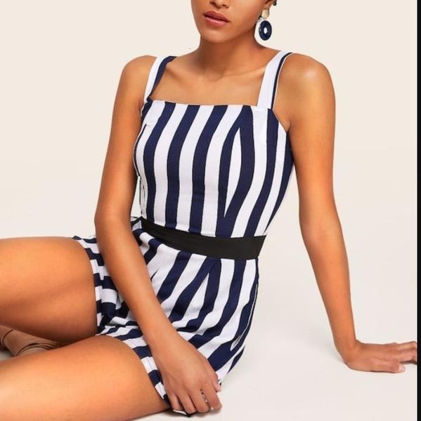 

2019 summer new arrival women shorts jumpsuit fashion temperament black white striped casual female work wear slim1
