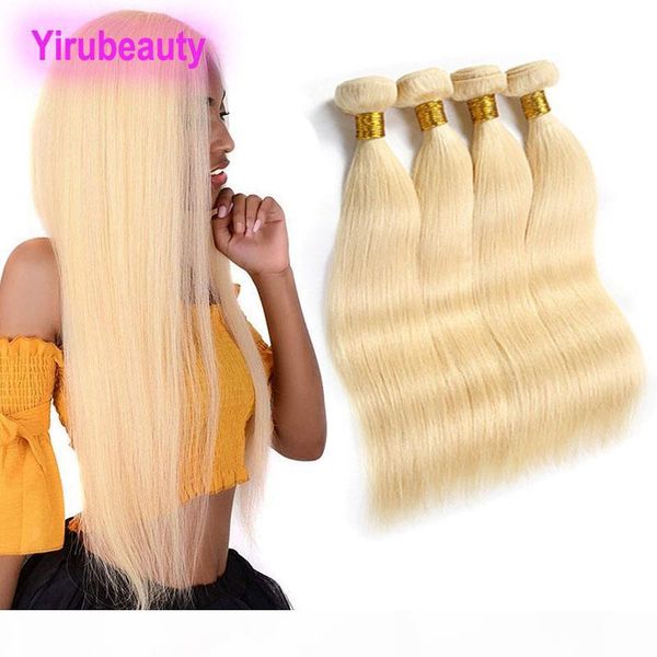 

peruvian 613# blonde 4 bundles human hair extensions 8-30inch straight virgin hair wefts double weaves 4 pieces lot yirubeauty, Black