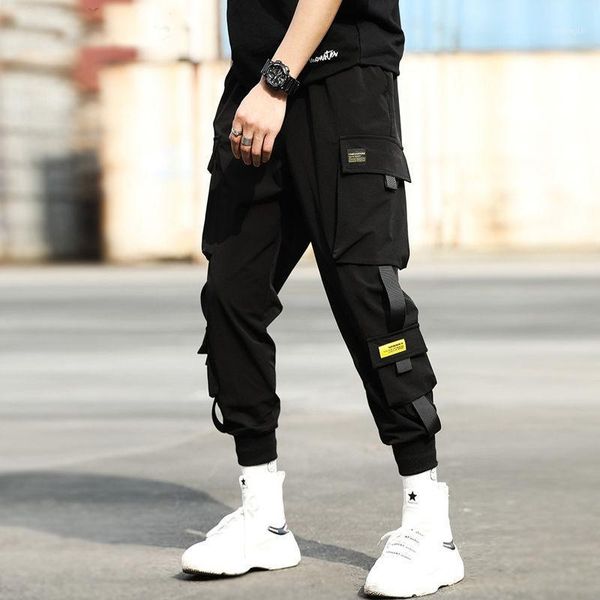 

male brand ankle banded pants korean version fashion loose slacks1, Black