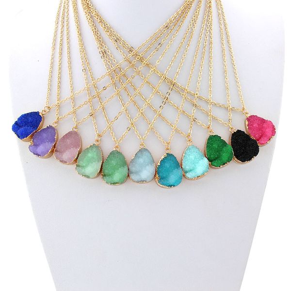 

gold irregular natural stone necklace imitate quartz crystal chain necklaces fashion jewelry will and sandy dr