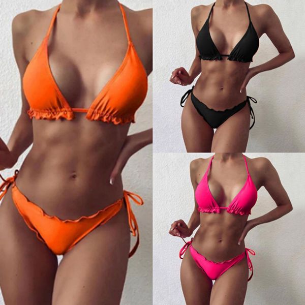 

cross brazilian bikinis women swimwear swimsuit push up bikini set halter beach bathing suits swim wear, White;black