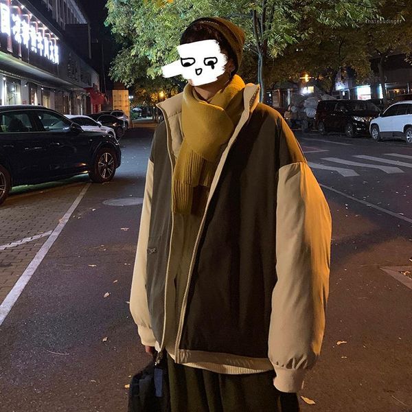 

2019 winter new couple stand collar thick loose double-sided wear cotton fashion casual jacket black / khaki / green m-xl1