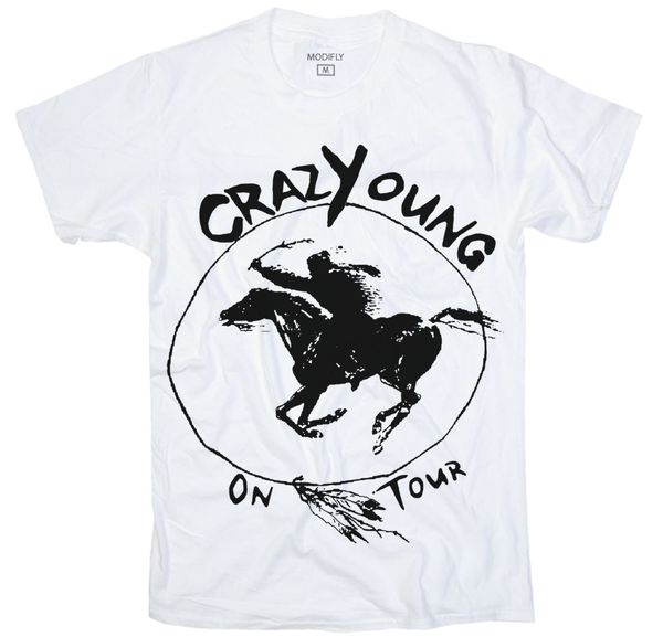 

nwt neil young crazyoung on tour horse punk men woman white t shirt s 3xl men t shirt short sleeve round neck sport hooded sweatshirt hoodie
