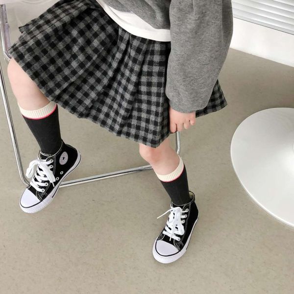 

girls pleated half length tweed with plaid children's skirt, Blue