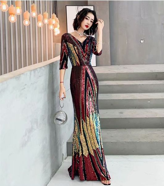 

2021 new robe soiree, clothed evening nights, mermaids 1087, mid-clothed clothes, clothes... wmps, Black;red