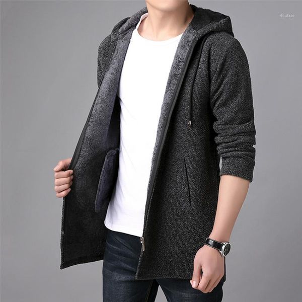 

new mens sweater autumn winter thick warm long cardigan men hooded sweater coat male cardigan jacket casual clothes1, White;black