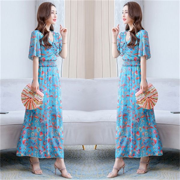 

dot chiffon goddess hawaiian plus size korean in summer dressed as party dress a0z5, Black;gray