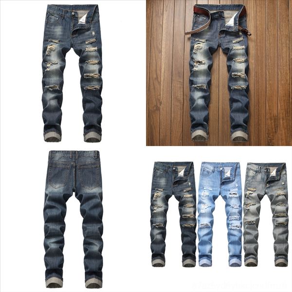 

jl2es jeans men skinny jeans men biker hole destroyed frayed pants denim pants fit side stripe man rip denim jeans pencil ripped hip, Black