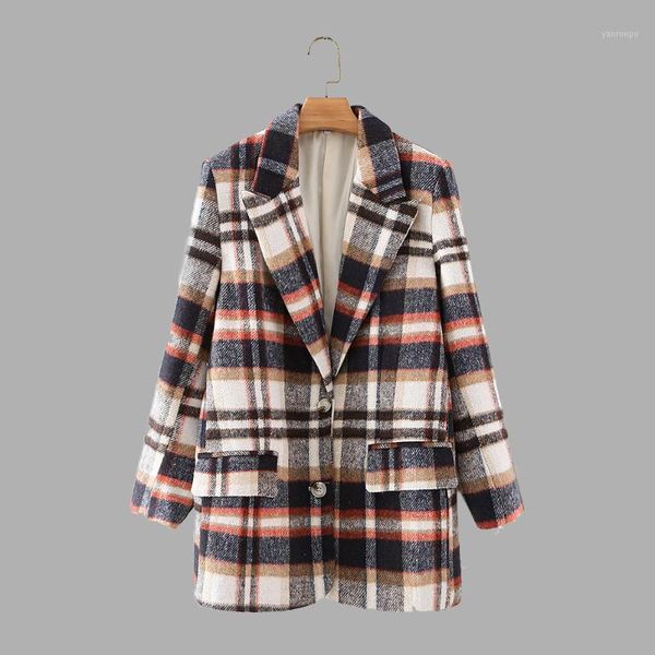

korean version japanese overcoat autumn winter fashion temperament plaid lapel long sleeve single-breasted thicken1, Black