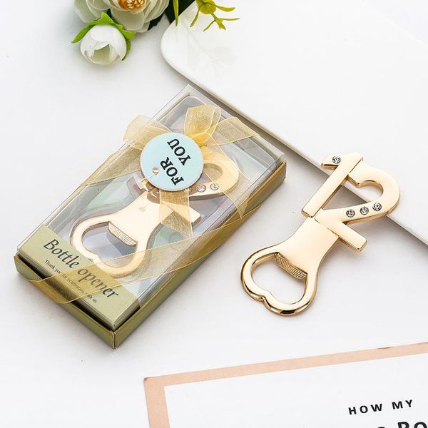 

party favor 2pcs gold 12 digital bottle opener number with diamond wedding anniversary silver beer years old decoration
