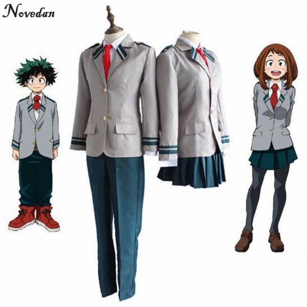 

anime costumes anime boku no hero academia midoriya izuku bakugou katsuki ochaco uraraka cosplay costume my hero academia school uniform wig, Black