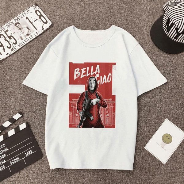 

the house of paper t shirt new money heist women la casa de papel tshirt women vogue casual dali mask casa de papel t-shirt top, White