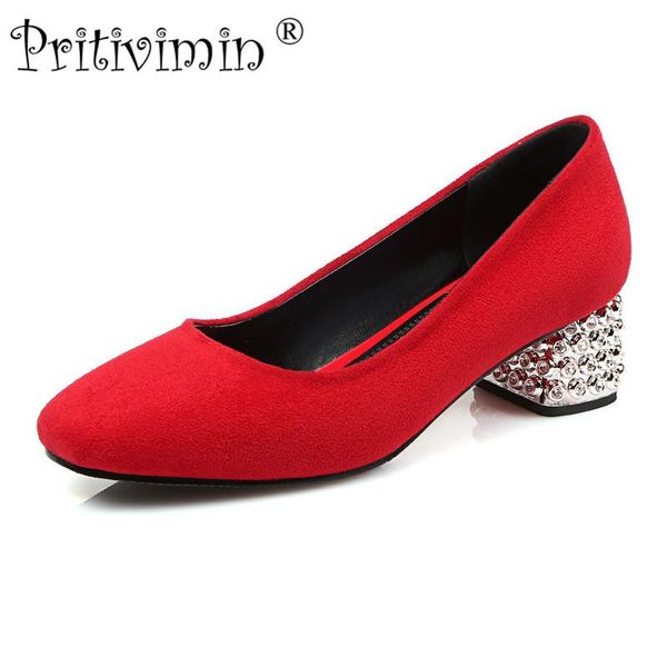 

dress shoes pritivimin fn153 ladies black red squaretoe high heel handmade women flock leather heels girls fashion designer pumps