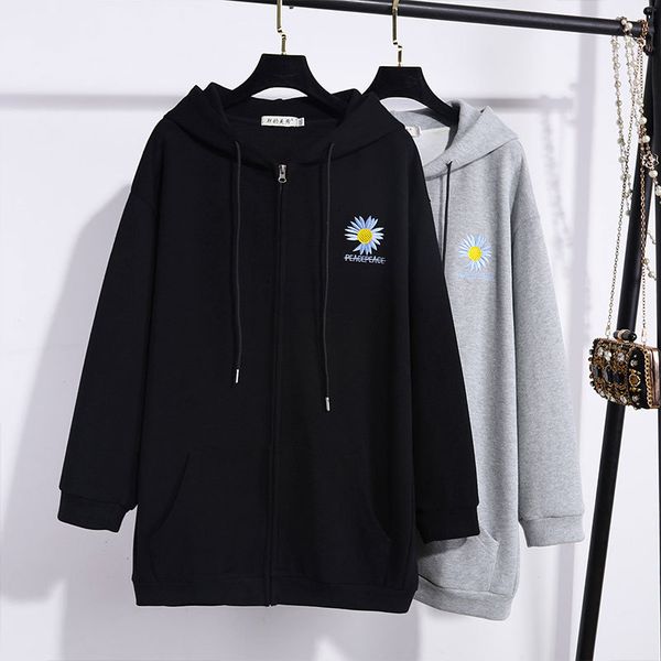 

2020 large women's autumn sweater mid long loose fattening to increase the foreign style of new korean coat, Black