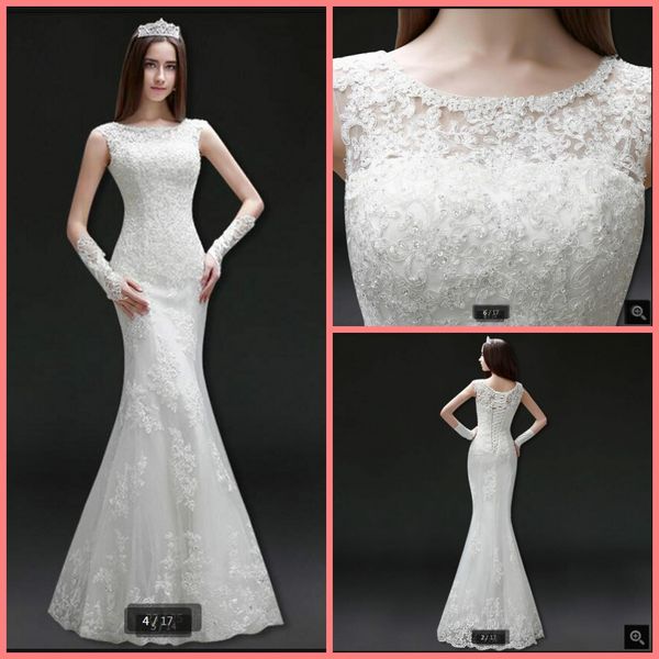 

2021 romantic scoop neck white tulle mermaid wedding dress beaded sleeveless lace appliques stylish wedding gowns bride dress