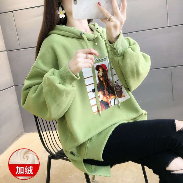 

2sf4bautumn sweater women's new style in 2020 winter loose and thickened plush hoods, Black