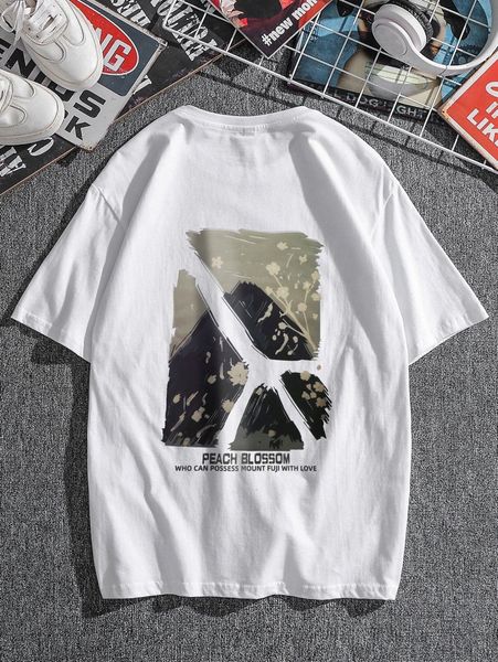 

men mountain & slogan graphic tee t0ot#, White;black