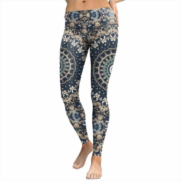 

new brand colorful printed women leggings fitness legging workout trousers mujer slim pants mandala flower pattern s, Black
