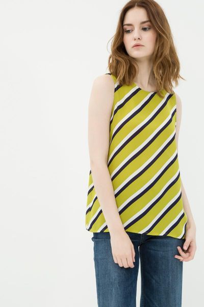 

котон женщины зеленый полосатый блуза 7 kak32161uw, White