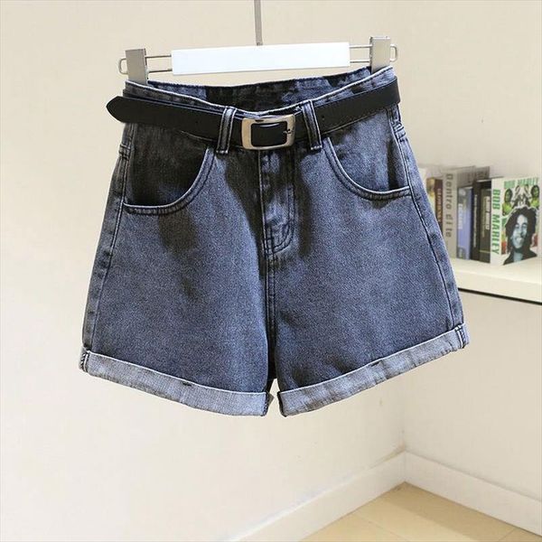 

vintage all match casual women denim shorts high waist slim summer jeans shorts without belt chic ladies bottoms, Blue