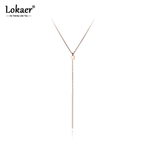 

lokaer bohemia stainless steel squares strips pendant necklaces jewelry rose gold chain chokers necklace for women girls n19007, Golden;silver