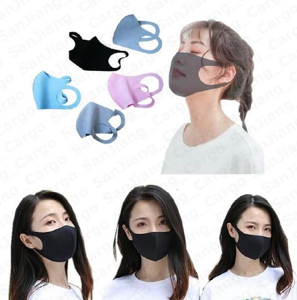 

summer silk face breathable mask ice dustproof thin reusable washable mask solid