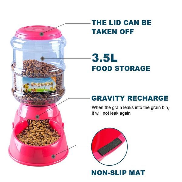 

3.5l dog cat feeder bowl matic pet water dispenser drinking fountain bottle plastic pet feeding drinker wa wmtfaq