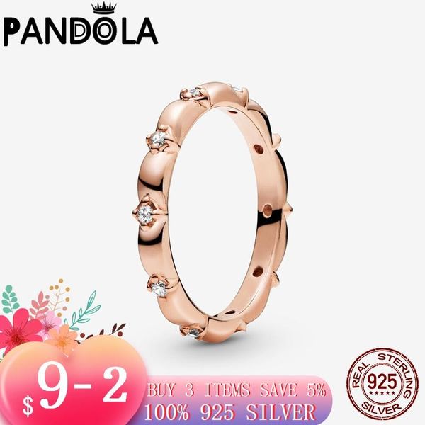 

2021 new arrival 925 sterling silver & rose gold color flower petals band finger ring for women original brand jewelry gift, Golden;silver