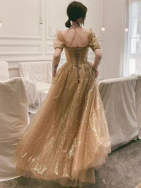 

2021 new arrival champagne puffy evening dressed dress festivals*robot floor soiree* uv33, Black;red