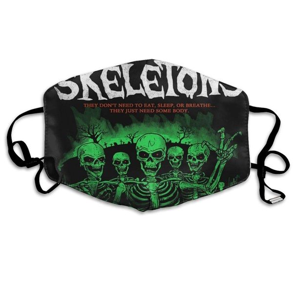 

breathable face cover mask-washable dust-proof mouth masks for skiing/cycling/outdoor-adjustable ear loop mask for girls boys green skull sk