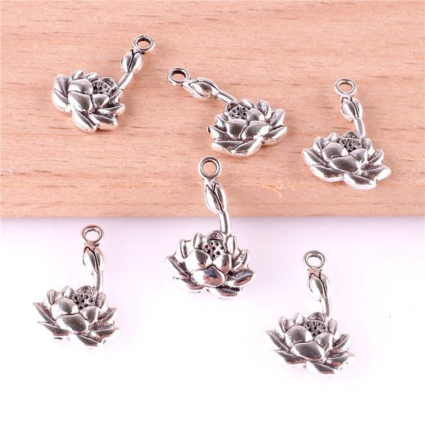 

factoryeijesilver fashion charms 23449 lotus 20pcs jewelry antique pendants diy fit bracelets necklace earrings