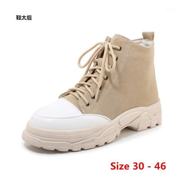 

spring autumn women shoes casual ankle boots flat platform short boots woman motorcycle small big size 30 - 461, Black