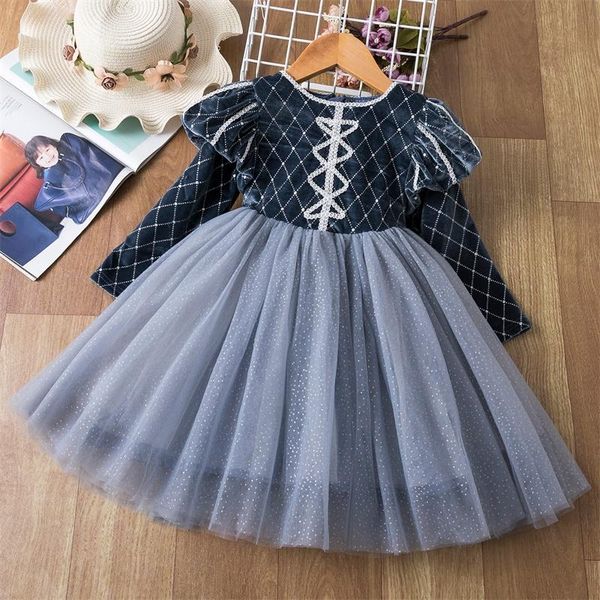

girl's dresses girls princess dress velvet long sleeve autumn winter lace clothing for kids children birthday wedding party costume 3 6, Red;yellow