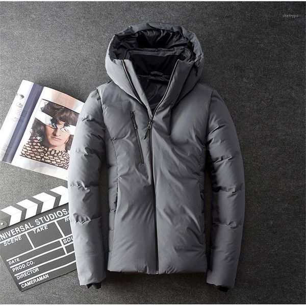 

men's coat, japan and south korea gray duck down winter jacket short coat1, Black