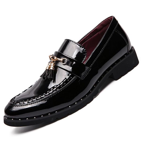 

роскошный итальянский офис обувь мужчин черный изысканный кисточкой оксфорд обувь для мужчин платье gold скольжение на плюс размер 38-47, Black