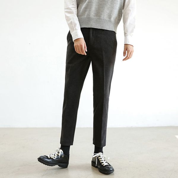 

2021 men's trousers autumn thin new winter pure woolen pants youth clothing ffpj, Black