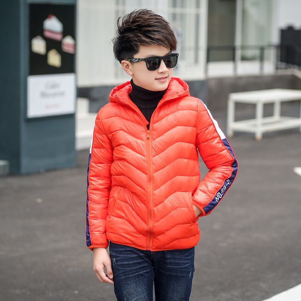 

light down jacket, middle large hooded short winter children's new clothes and coats for boys, Blue;gray