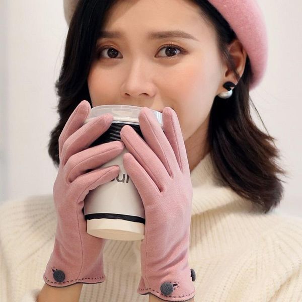 

autumn and winter keep warm touch screen thin section women gloves fashion outdoor cycling drive windproof soft elasticity, Blue;gray