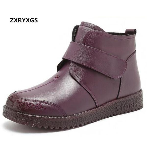 

2020 new elegance comfortable winter shoes mother boots soft sole non-slip woman's boots warm snow shoes cowhide ankle, Black