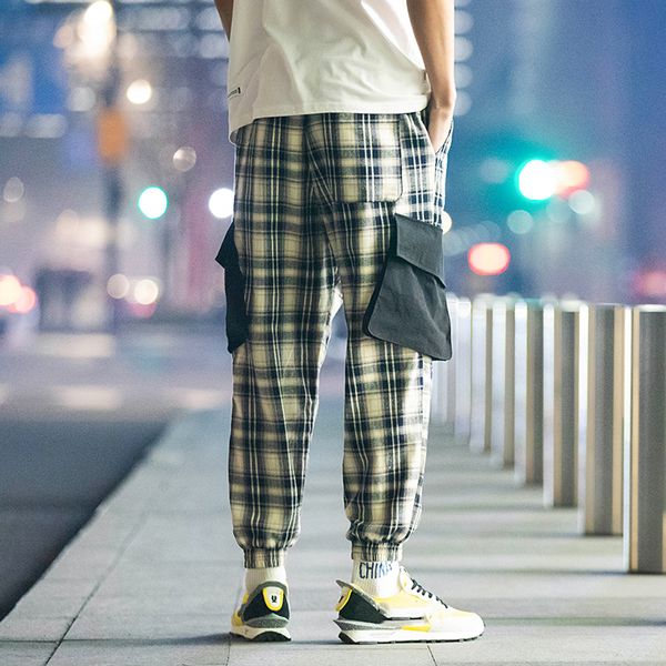 

2021 new hip hop streetwear sport springtime harem rock pink chess man's fashion running skating pants fhml, Black