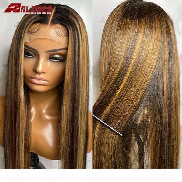 

straight highlight wig brown blonde piano color 13x6 lace front human hair wigs #4 27 mix color ombre remy 13x4 lace front wig, Black;brown