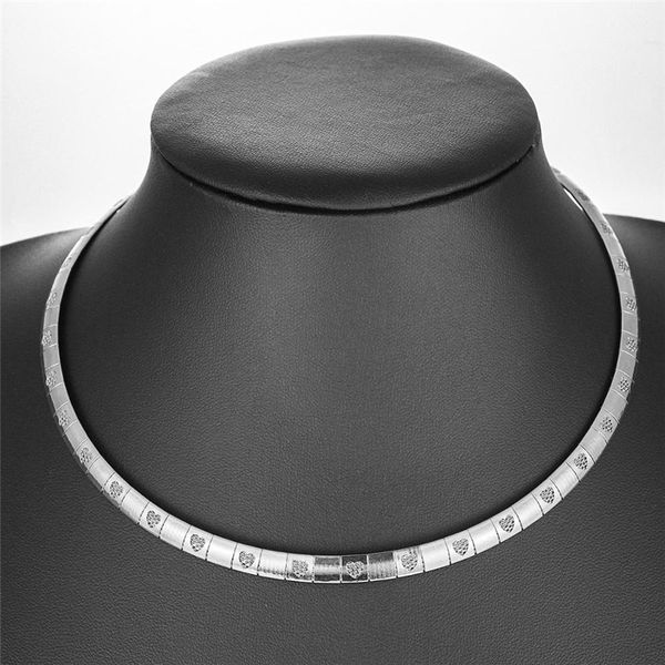 

fashion women stainless steel chain choker necklace heart shape collar for snake chain with bangle girl gift jewelry width8mm cy13, Golden;silver