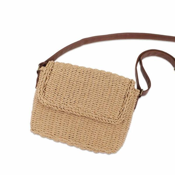 

korean version of magnetic buckle envelope straw bag hand woven shoulder slung bag solid color beach