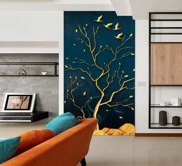 

wallpapers [self-adhesive] 3d golden tree and birds 178500 wall paper mural print decal murals1