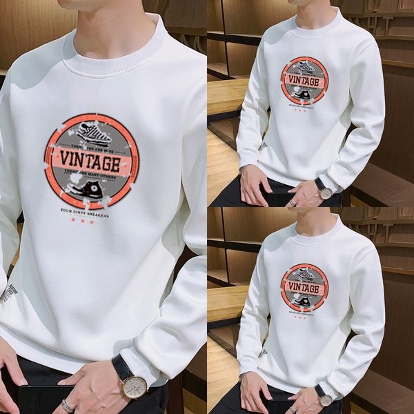 

c7jgj new spring men's pullover men's fashion fashion printing coat neck sweater coat long sleeve loose pullover crew neck crew ve, Black