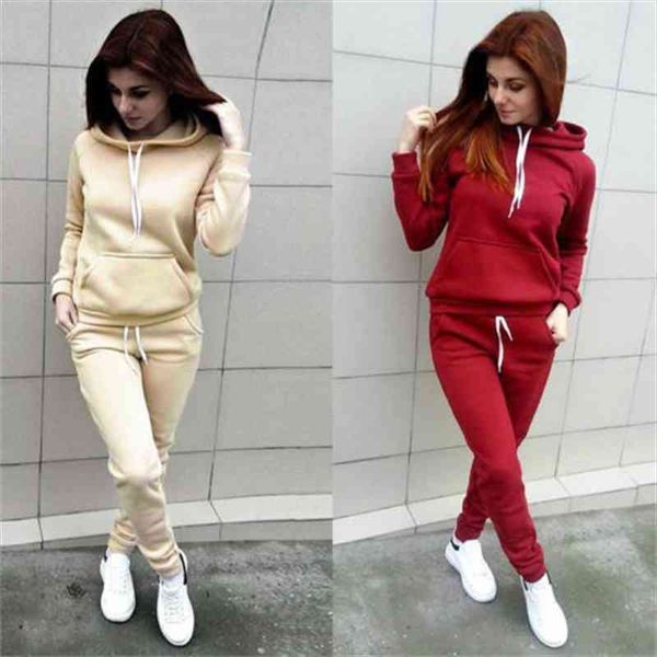 

casual tracksuit womens clothing two-piece tracksuit plus size sets warm suit for women workout set pants, White