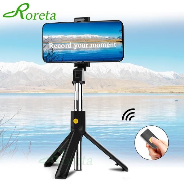 

roreta 2020 new 3 in 1 wireless bluetooth selfie stick extendable handheld monopod foldable mini tripod with shutter remote