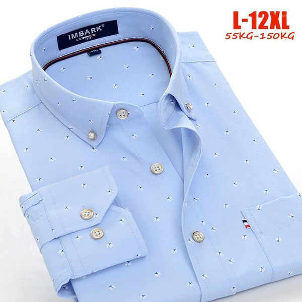 

9xl 10xl 11xl 12xl dress shirts men print big men shirts long sleeve oxford brand formal camisa social1, White;black