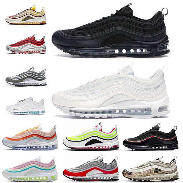 

97s running shoes triple black trainers jesus jayson tatum easter mens womens sports sneakers, White;red
